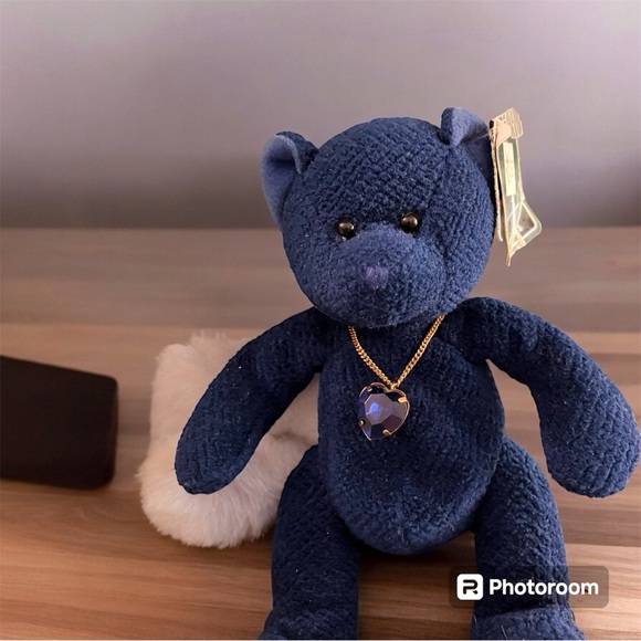 2/$30 Russ Bears of the Month September Blue Sapphire Bear Necklace Stitching - Picture 2 of 7